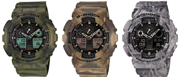 GA100MM-3A GA100MM-5A GA100MM-8A G-Shock Marble Edition Camouflage Series