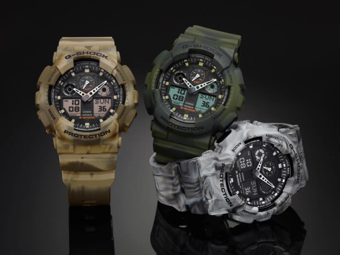 G-Shock GA-100MM Marble Edition Camouflage Watches