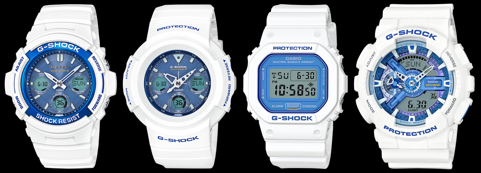 g shock sky blue watch