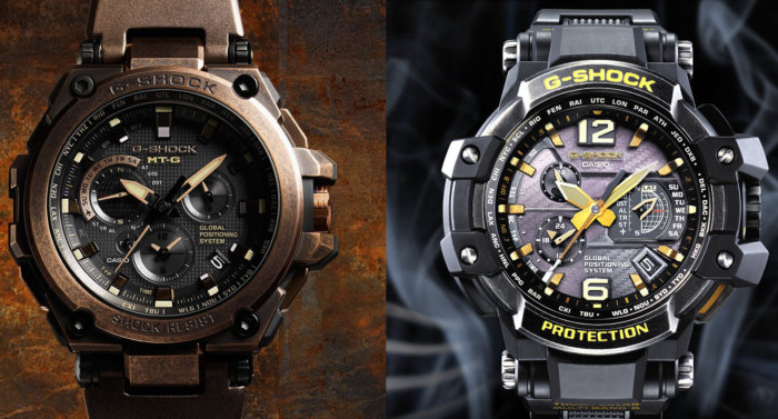 G-Shock GPW-1000VFC Silver Aged IP and MTG-G1000AR Suken Treasure Rose Gold Aged IP