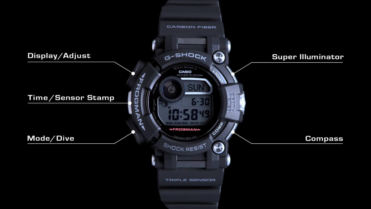 G-Shock Frogman GWF-D1000 Watch Buttons