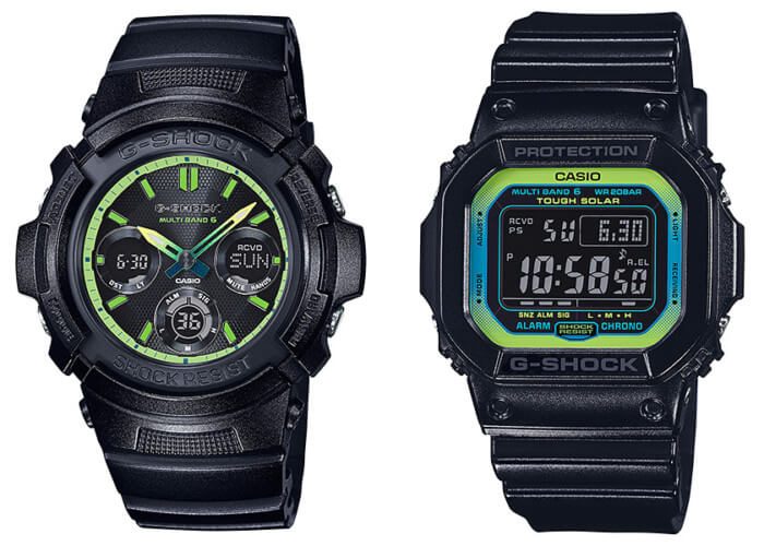 G-Shock AWG-M100SLY-1AJF GW-M5610LY-1JF Lime Green Accent Series