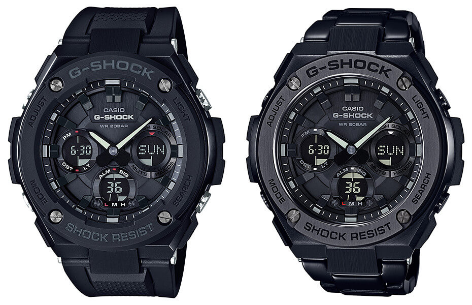 G-Shock Black G-STEEL GST-S100G-1B and GST-S110BD-1B