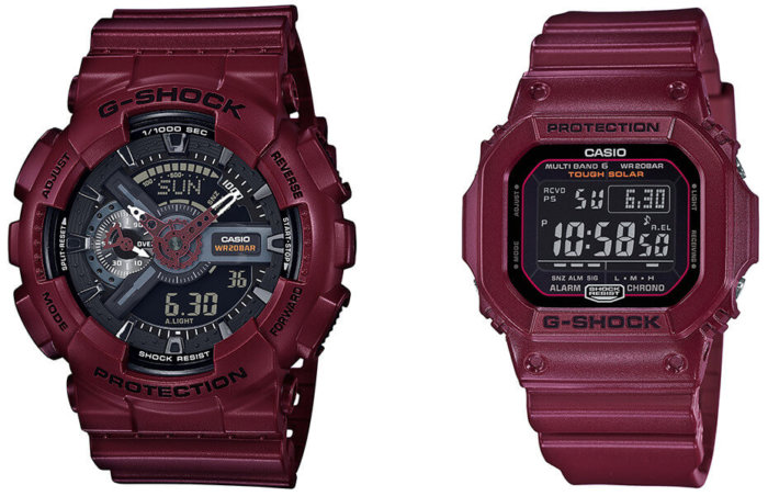 G-Shock Bordeaux Color Series: GA-110EW-4AJF & GW-M5610EW-4JF