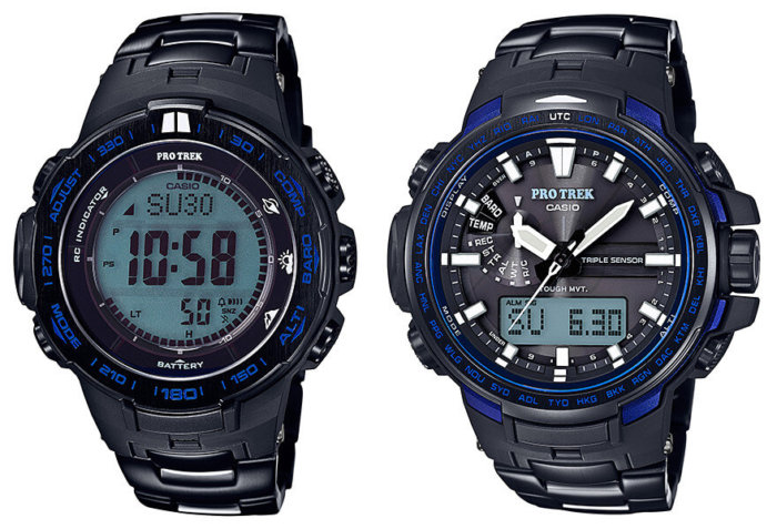 Casio Pro Trek PRW-3100YT-1JF and RW-6100YT-1BJF Blue Moment Series with Titanium Metal Band