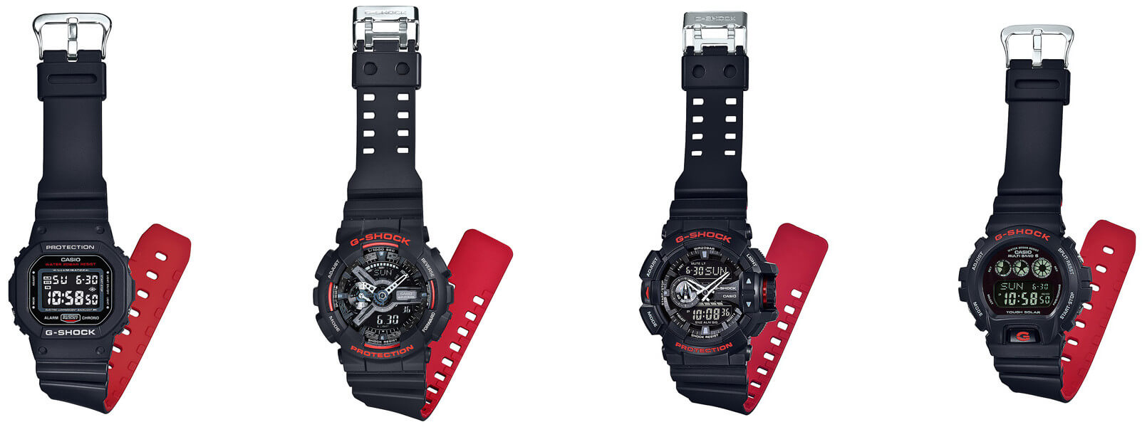 g shock black and red digital