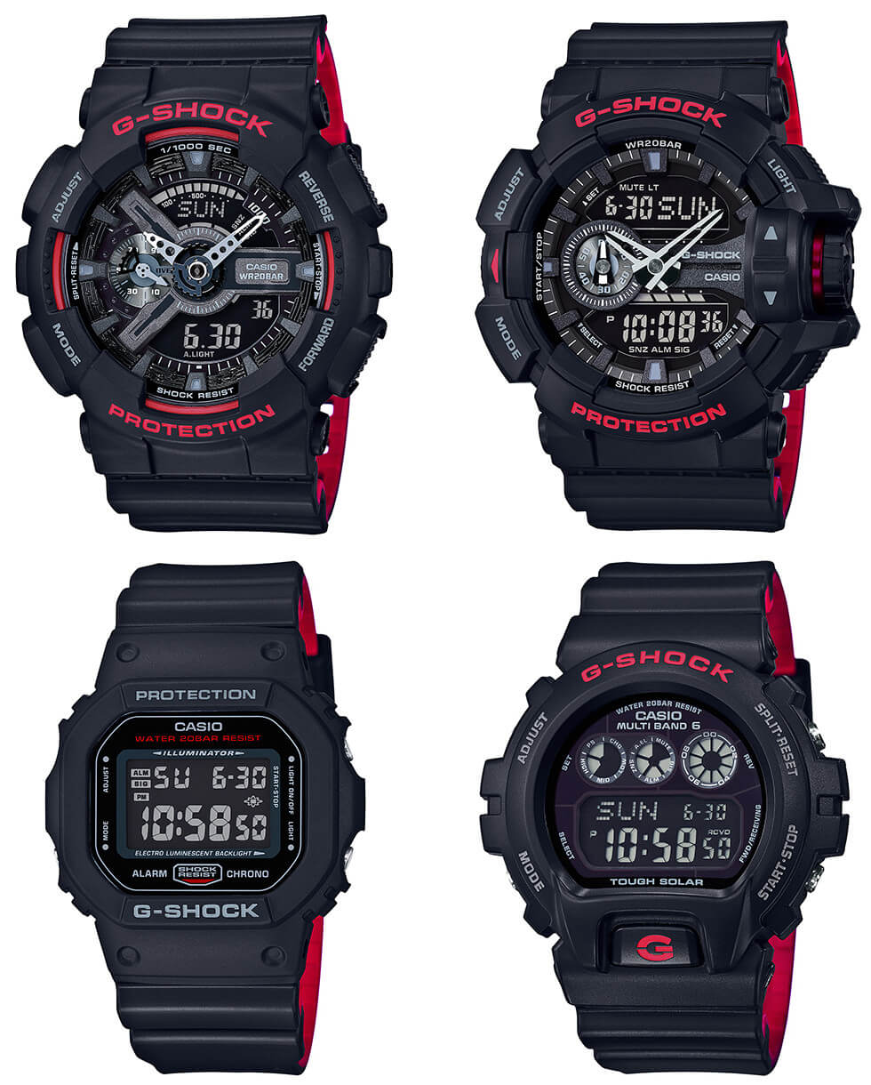 casio red and black watch