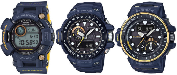 G-Shock Master in Navy Blue Frogman GWF-D1000NV-2JF Gulfmaster GWN-1000NV-2AJF GWN-Q1000NV-2AJF 