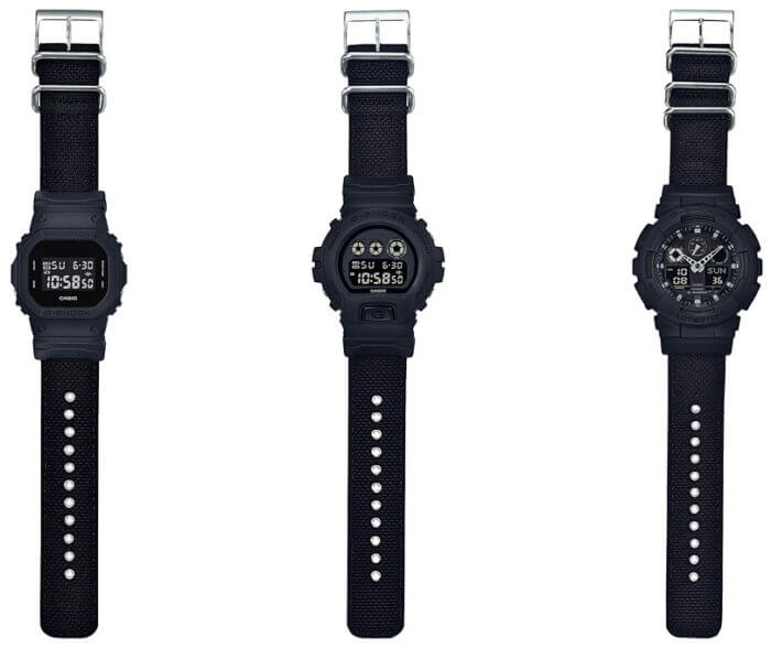 G-SHOCK MILITARY BASIC BLACK WITH CORDURA NYLON BANDS