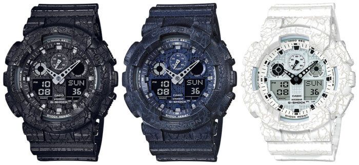 G-Shock Cracked Ground Pattern Series GA-100CG-1A GA-100CG-2A GA-100CG-7A
