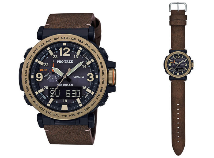 Casio Pro Trek PRG-600YL-5JF with Synthetic Leather Band and Gold IP