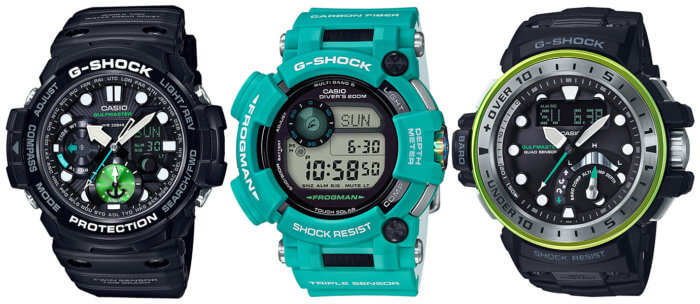 G-Shock Master In Marine Blue Frogman GWF-D1000MB-3 and Gulfmaster GWN-Q1000MB-1A GN-1000MB-1A