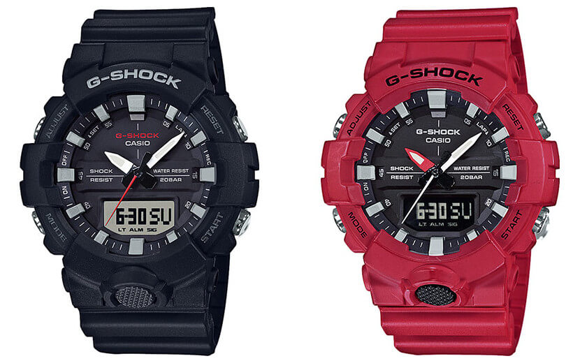 G-Shock GA-800 Mid-Size Analog-Digital with 3 Hands and Dual LED G-Shock GA-800 Mid-Size Analog-Digital with 3 Hands and Dual LED