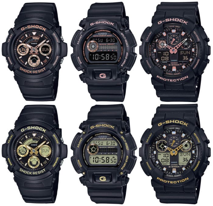 G-Shock GBX Black and Rose/Rose Gold AW-591GBX-1A4JF AW-591GBX-1A9JF DW-9052GBX-1A4JF DW-9052GBX-1A9JF GA-100GBX-1A4JF GA-100GBX-1A9JF