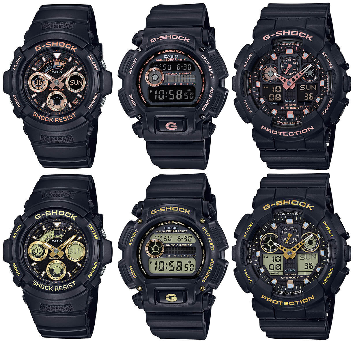 g shock black and gold