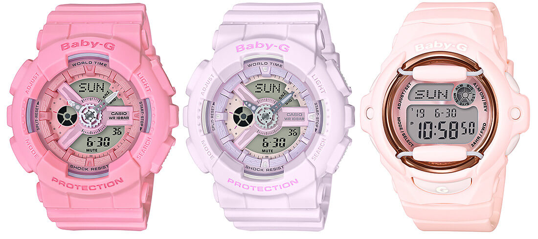 white and pink g shock