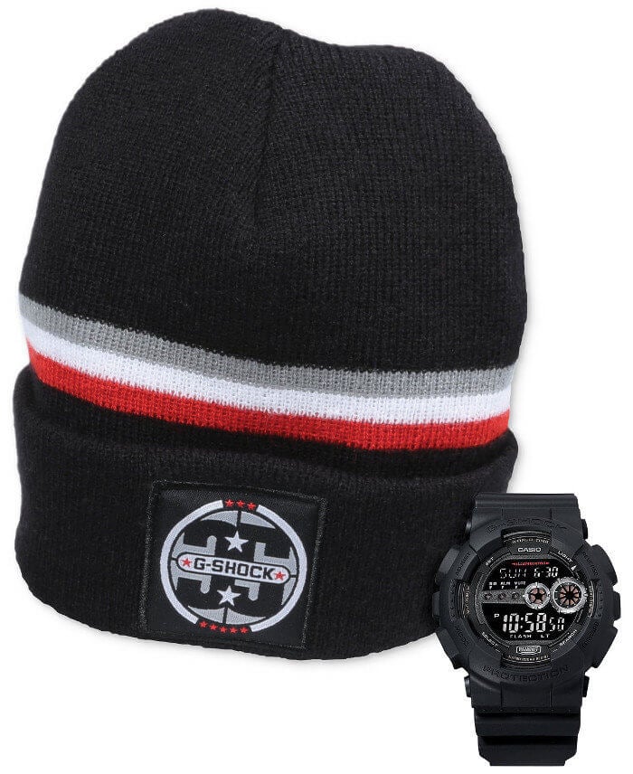 G-Shock GD100-1BHAT Gift Set with Beanie Hat
