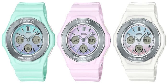 Baby-G BGA-100ST Starry Sky Series Green Pink White