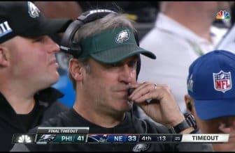 Philadelphia Eagles Head Coach Doug Pederson wears Casio G-Shock Rangeman wristwatch during Super Bowl LII