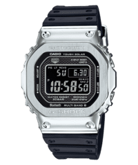 G-Shock GMW-B5000-1 Stainless Steel Case with Black Resin Bands and Reverse LCD Display