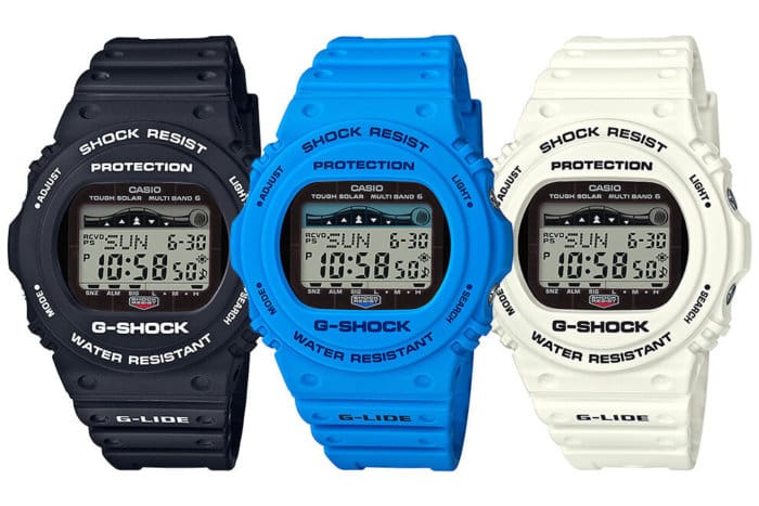 G-Shock G-LIDE GWX-5700CS with Tide Graph in Black Blue and White