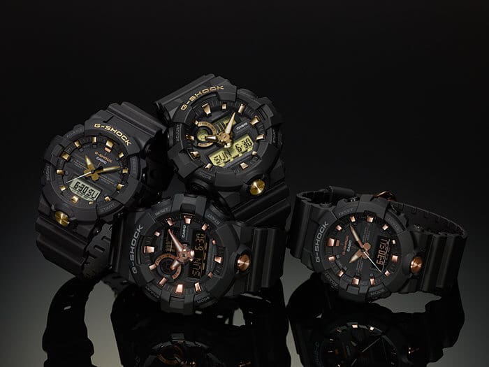 G-Shock GA-710B and GA-810B Black and Gold