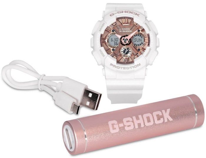 GMAS120MFCHG Macy's G-Shock Gift Set with GMAS120MF-7A2 and external battery USB charger