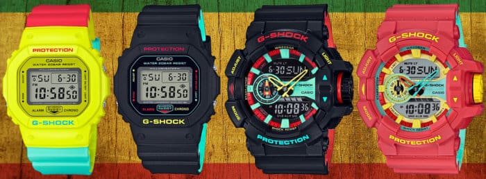 G-Shock Breezy Rasta Color Series DW-5600CMA-9  DW-5600CMB-1 GA-400CM-1A GA-400CM-4A