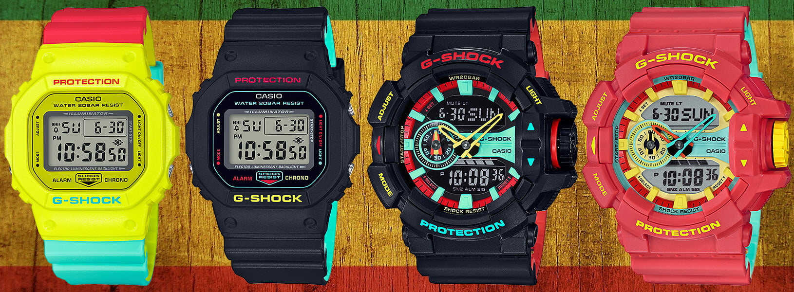 G-Shock Breezy Rasta Color Series DW-5600CM & GA-400CM