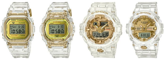 G-Shock Glacier Gold 35th Anniversary Collection: DW-5035E-7 DW-5735E-7 GA-735E-7A GA-835E-7A DW-5035E-7JR DW-5735E-7JR GA-735E-7AJR GA-835E-7AJR