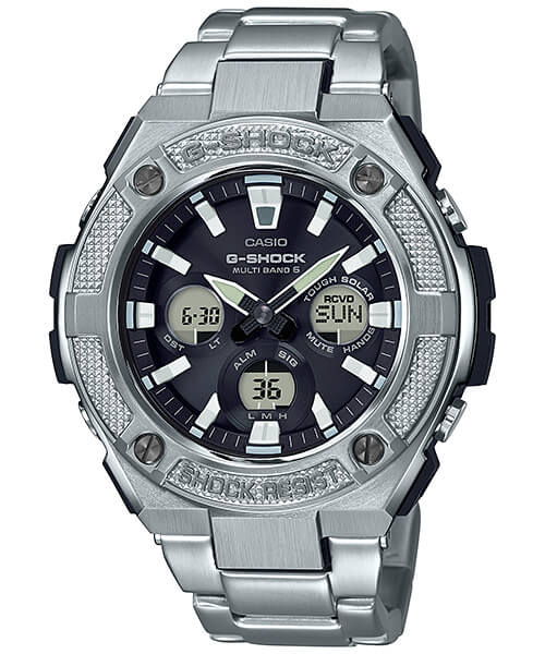 G-Shock G-STEEL GST-W330AC, GST-W330D  GST-S330AC, GST-S330D: Mid-size  Case with Stainless Steel Knurled Bezel
