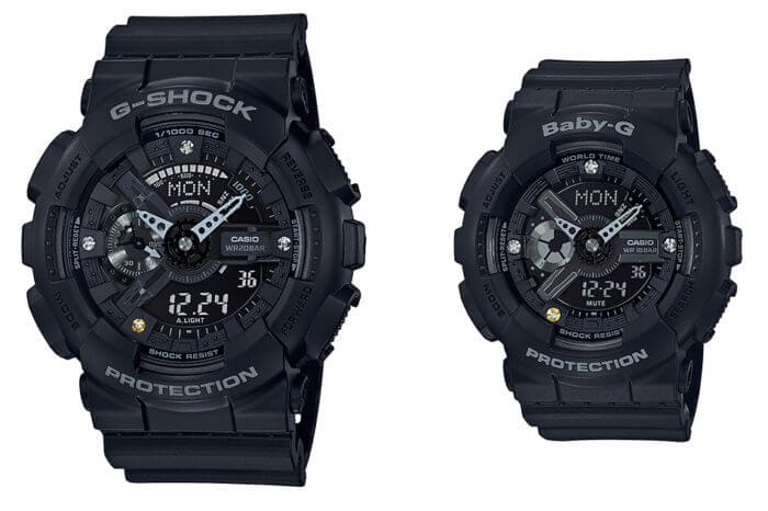 G-Shock GA-135DD-1A & Baby-G BA-135DD-1A-G-Shock-Baby-G Diamond Index 35th Anniversary Watches