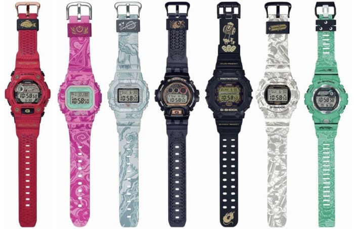 G-Shock Seven Lucky Gods Shichi-Fuku-Jin Collection: G-7900SLG-4 BGD-560SLG-4 DW-5600SLG-7 DW-6900SLG-1 