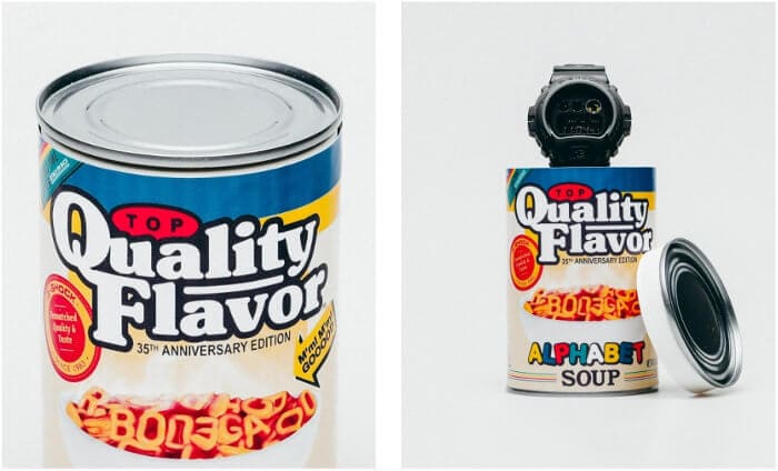 Bodega x G-Shock DW-6900 Stash Can Alphabet Soup Packaging