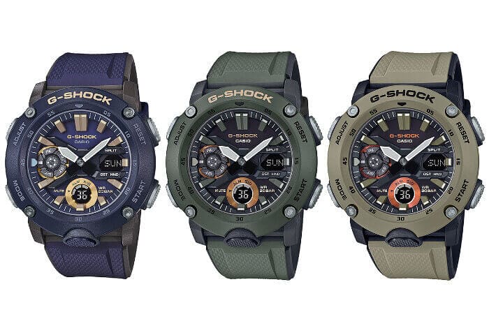 G-SHOCK GA-2000-2A GA-2000-3A GA-2000-5A GA-2000 Military Colors: Blue, Green, Brown