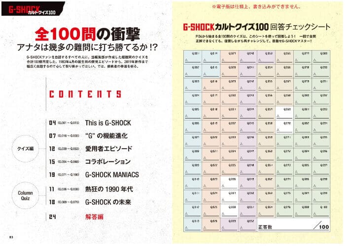 G-Shock Cult Quiz 100 Book Table of Contents