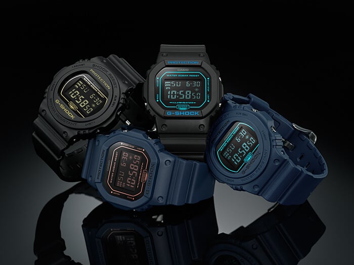 G-Shock DW-5600BBM and DW-5700BBM Matte Black & Blue