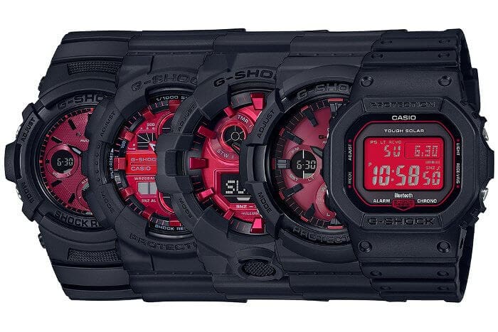 casio red and black watch