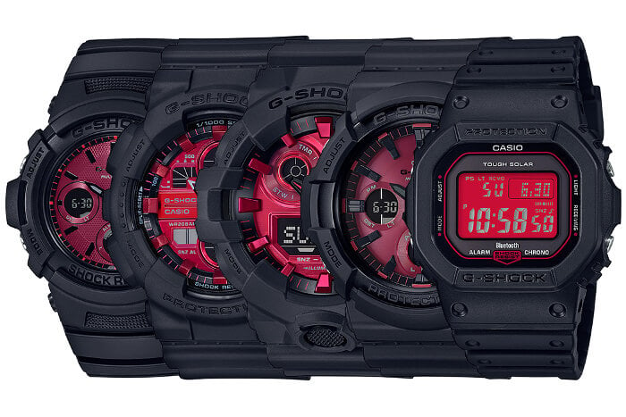 G-Shock Black and AR "Adrenaline Red" Series