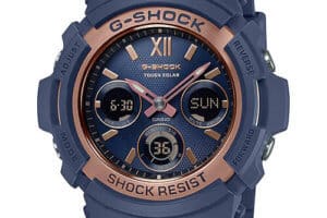 g shock navy blue rose gold