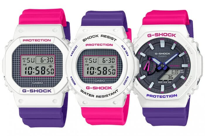 G-Shock & Baby-G Throwback 1990s Series White Pink Purple