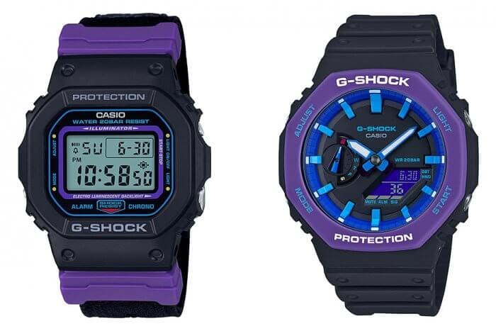 G-Shock DW-5600THS-1 & GA-2100THS-1A Sporty Throwback 1990s Series Black Purple