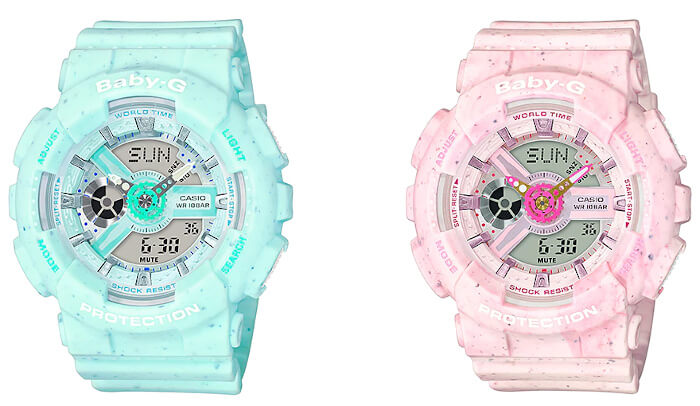 Baby-G BA-110PI-2A and BA-110PI-4A Green and Pink Pastel Ice Cream Colors