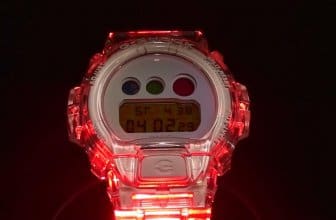 Clear Skeleton G-Shock Changing Color With Colored Lights
