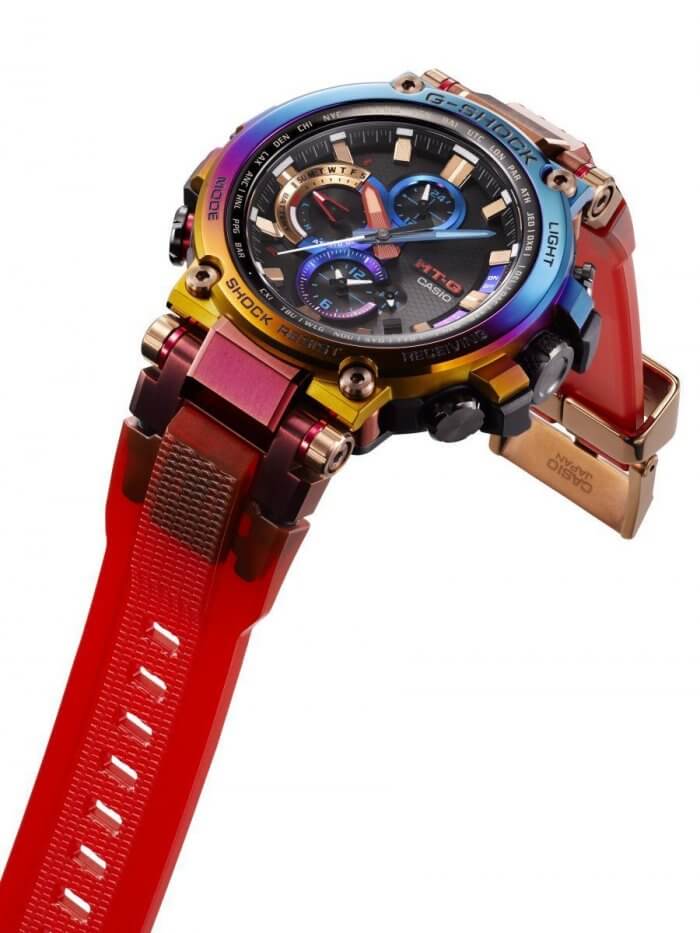 G-Shock MT-G MTG-B1000VL-4A with Red Translucent Soft Urethane Band