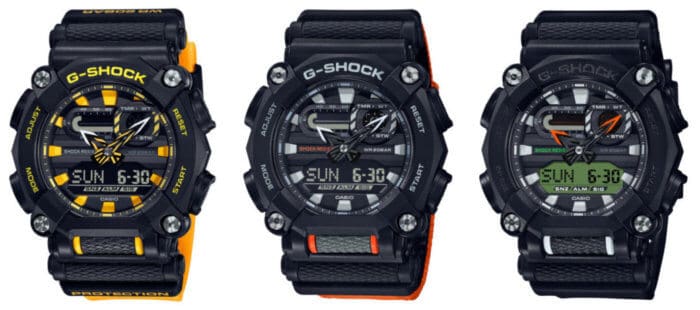 G-Shock GA-900 Series; GA-900A-1A9, GA-900C-1A4, and GA-900E-1A3