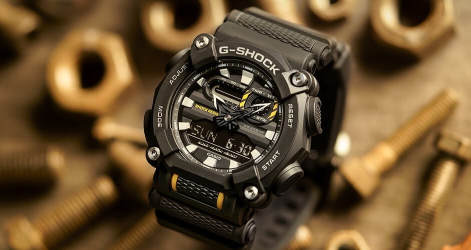 The G-Shock GA-900 has a heavy-duty industrial style with a 