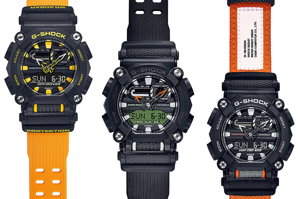 The G-Shock GA-900 has a heavy-duty industrial style with a