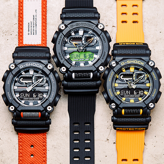 The G-Shock GA-900 has a heavy-duty industrial style with a