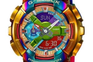 G-Shock GM-110RB-2A with Gold and Rainbow IP Metal Bezel